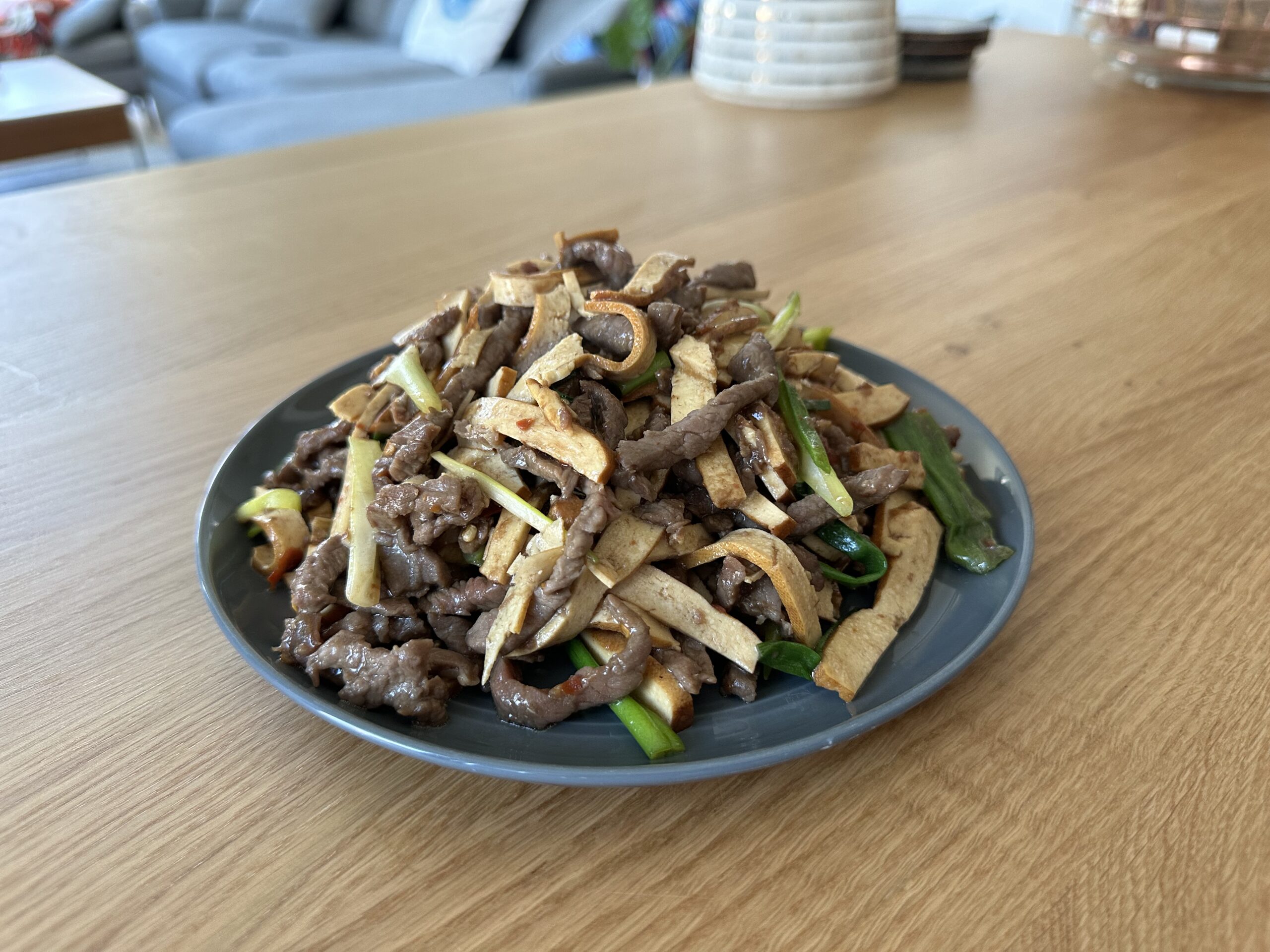 shredded five spice tofu bean curd beef chinese taiwanese stir fry